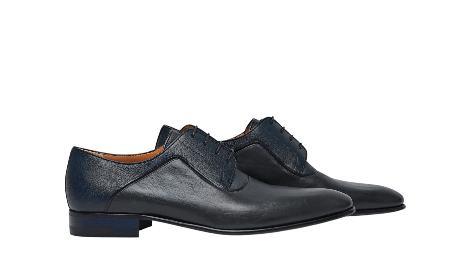 1200$ TESTONI Derby Shoes Soft Calf / Mini Karibu Blue 8 UK / 9 US / 42 IT