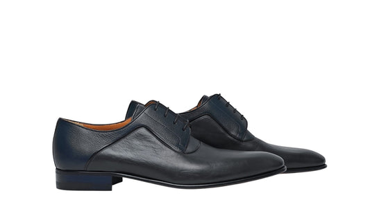 1200$ TESTONI Derby Shoes Soft Calf / Mini Karibu Blue 8 UK / 9 US / 42 IT