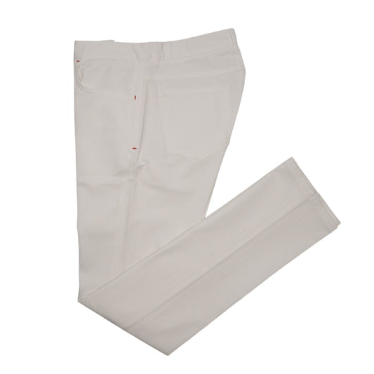 690$ ISAIA NAPOLI White 5 Pockets Denim Jeans Pant Cotton Slim Fit 34 US / 50 EU