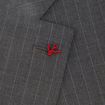 $6790 ISAIA NAPOLI "Gregorio" Gray Suit Hand-Sewn Wool Pinstripe