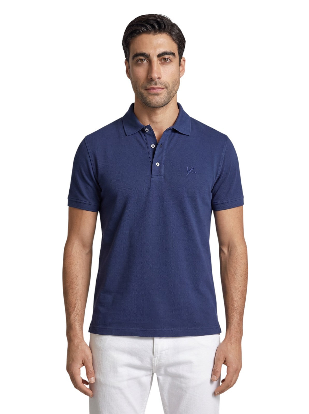 575$ ISAIA NAPOLI Blue Short Sleeve Polo Hand-Sewn 100% Cotton Size M