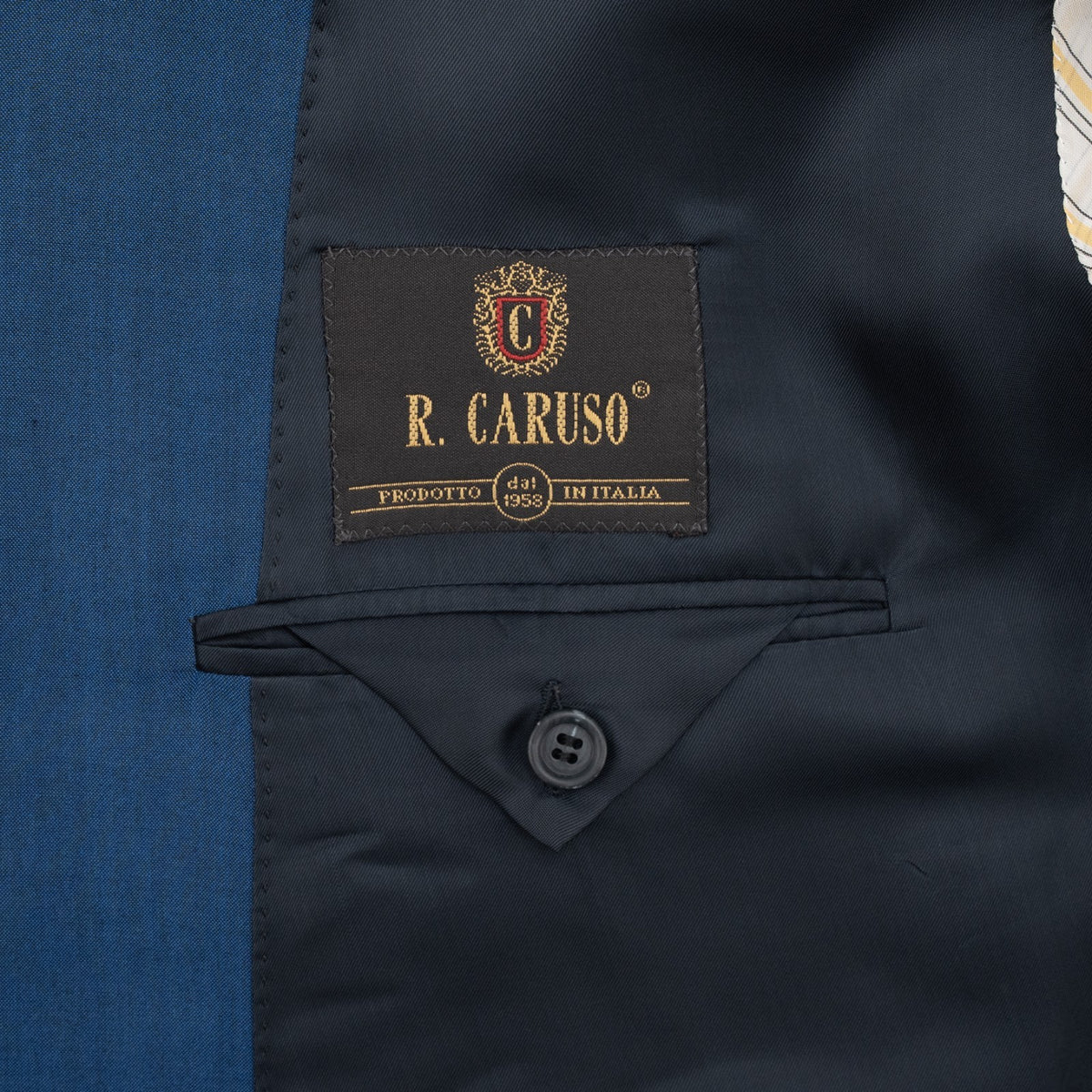 2100$ RAFFAELE CARUSO Blue Double Breasted Sport Coat 100% Silk Mill 40 US 50 IT