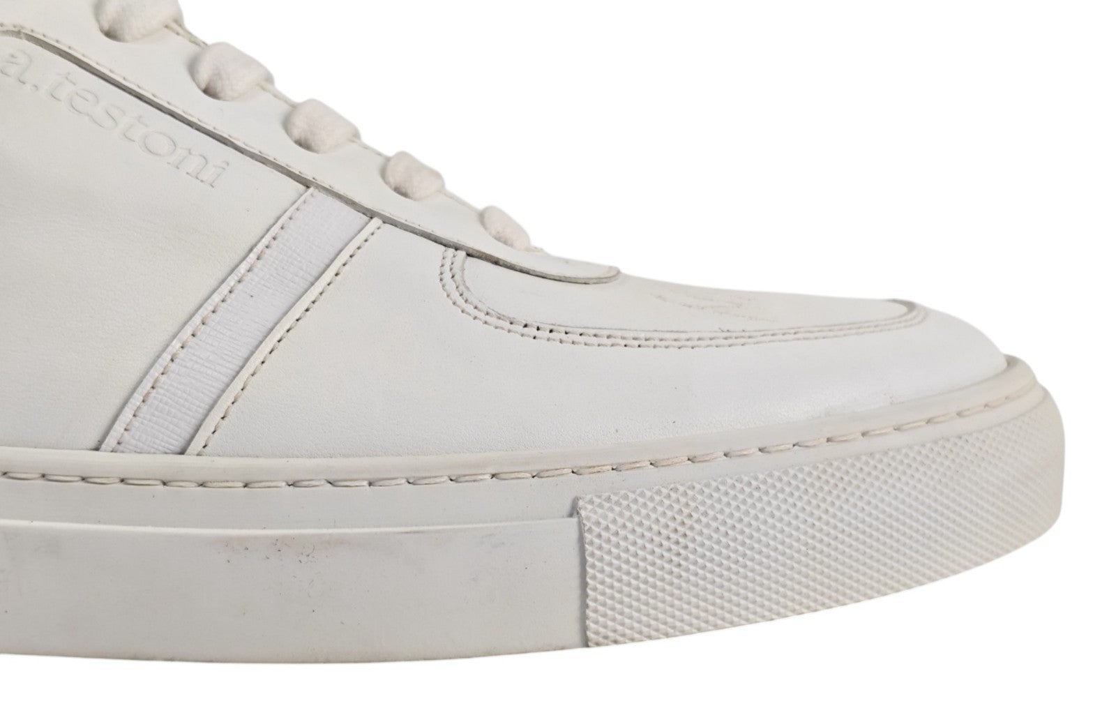 850$ TESTONI White Sneaker Shoes Calf + Saffiano 8 UK  / 9 US / 42 IT