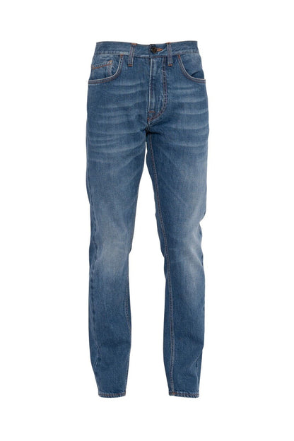 690$ ISAIA NAPOLI Blue Denim Slim Straight Jeans Trousers Pant Stretch Cotton