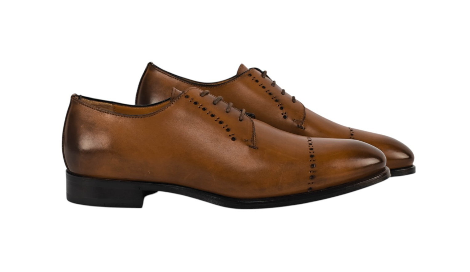 1050$ TESTONI 1929 Derby Shoes Antique Lux Calf Caramel 8 UK / 9 US / 42 IT