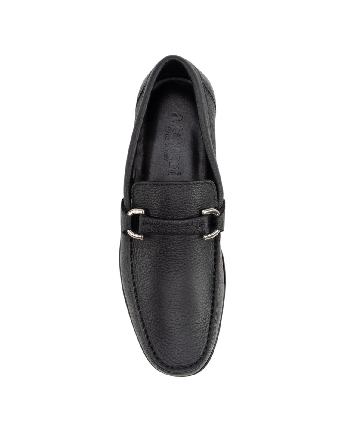 900$ TESTONI Mocs Black Grained Calf Black + Metal 4.5 UK / 5.5 US /  38.5 IT
