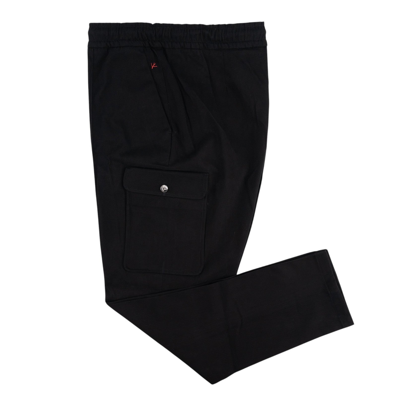 1050$ ISAIA Dark Blue Cargo Drawstring Pant Gabardine Cotton Relaxed Tapered Fit