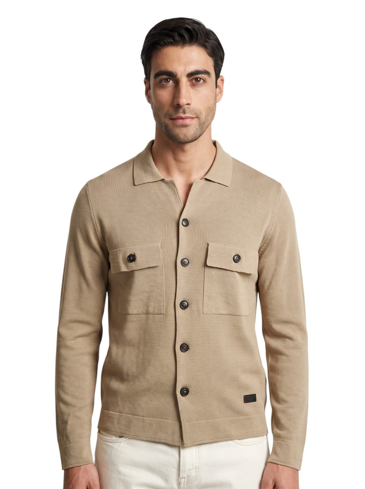 2850$ ISAIA NAPOLI Beige Knitted Overshirt Jacket 100% Silk Size M