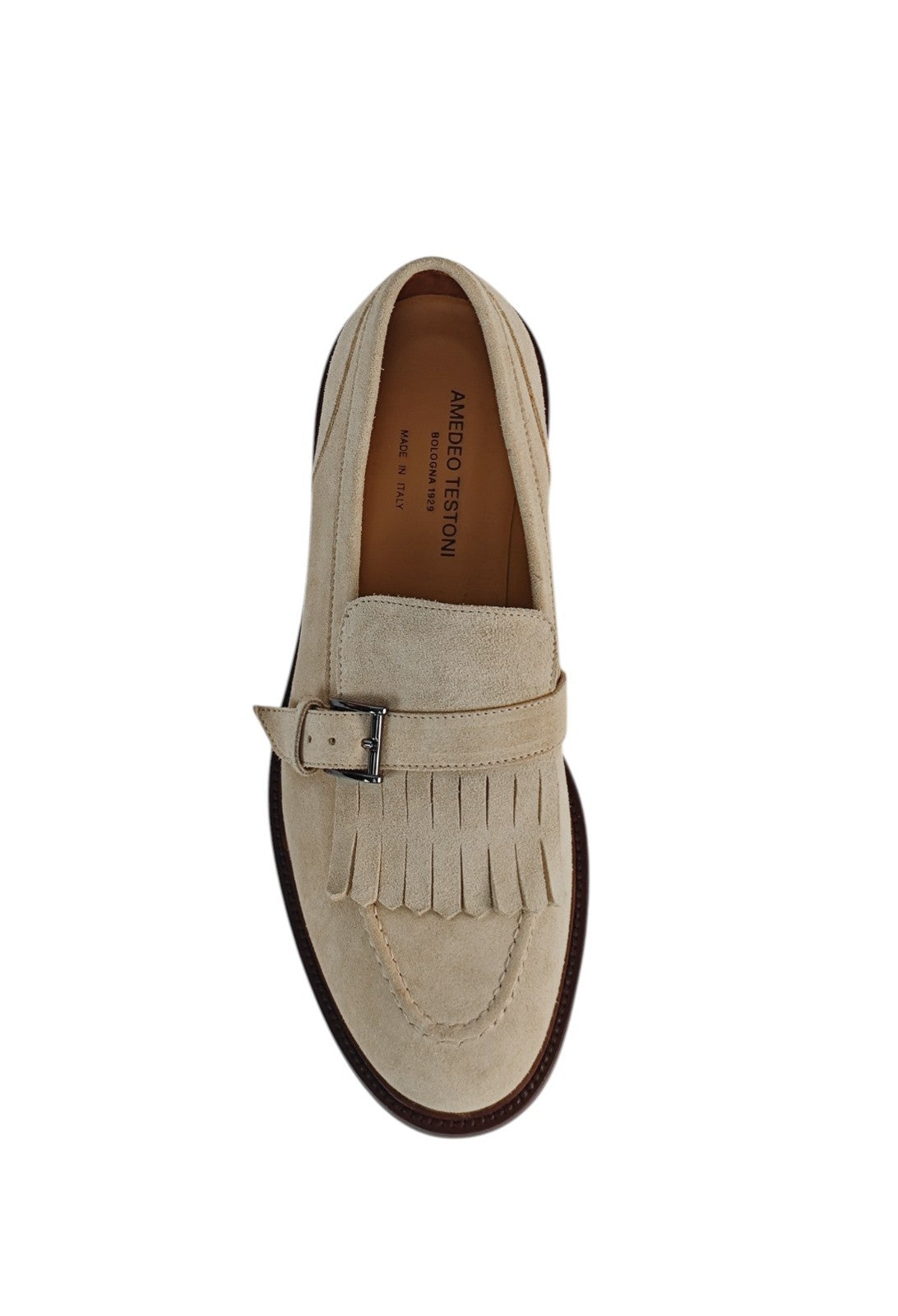 1250$ TESTONI "Vietri" Beige Loafer Monk Shoes Eco Suede 8 UK / 9 US / 42 IT