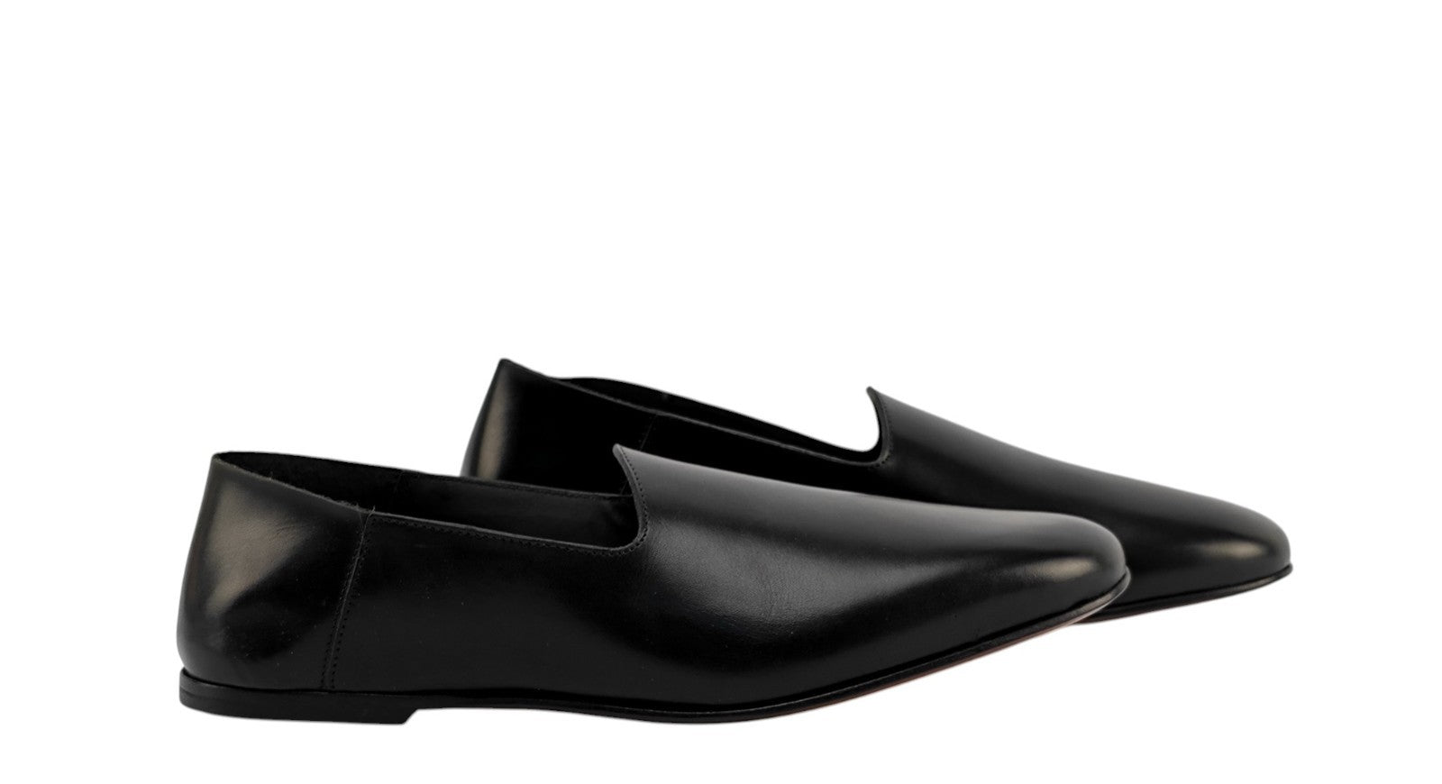 $1150 TESTONI BOLOGNA Slipper Loafer Shoes Lux Calf Black