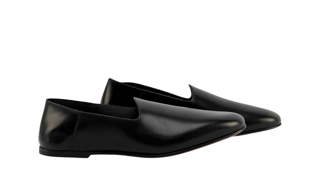 $1150 TESTONI BOLOGNA Slipper Loafer Shoes Lux Calf Black