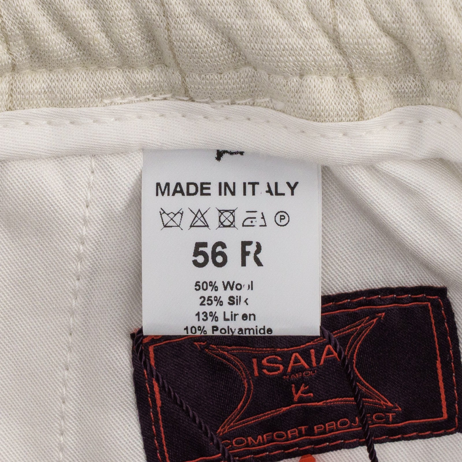 1350$ ISAIA NAPOLI Ivory Striped Drawstring Pant Wool - Silk - Linen 40 US 56 EU