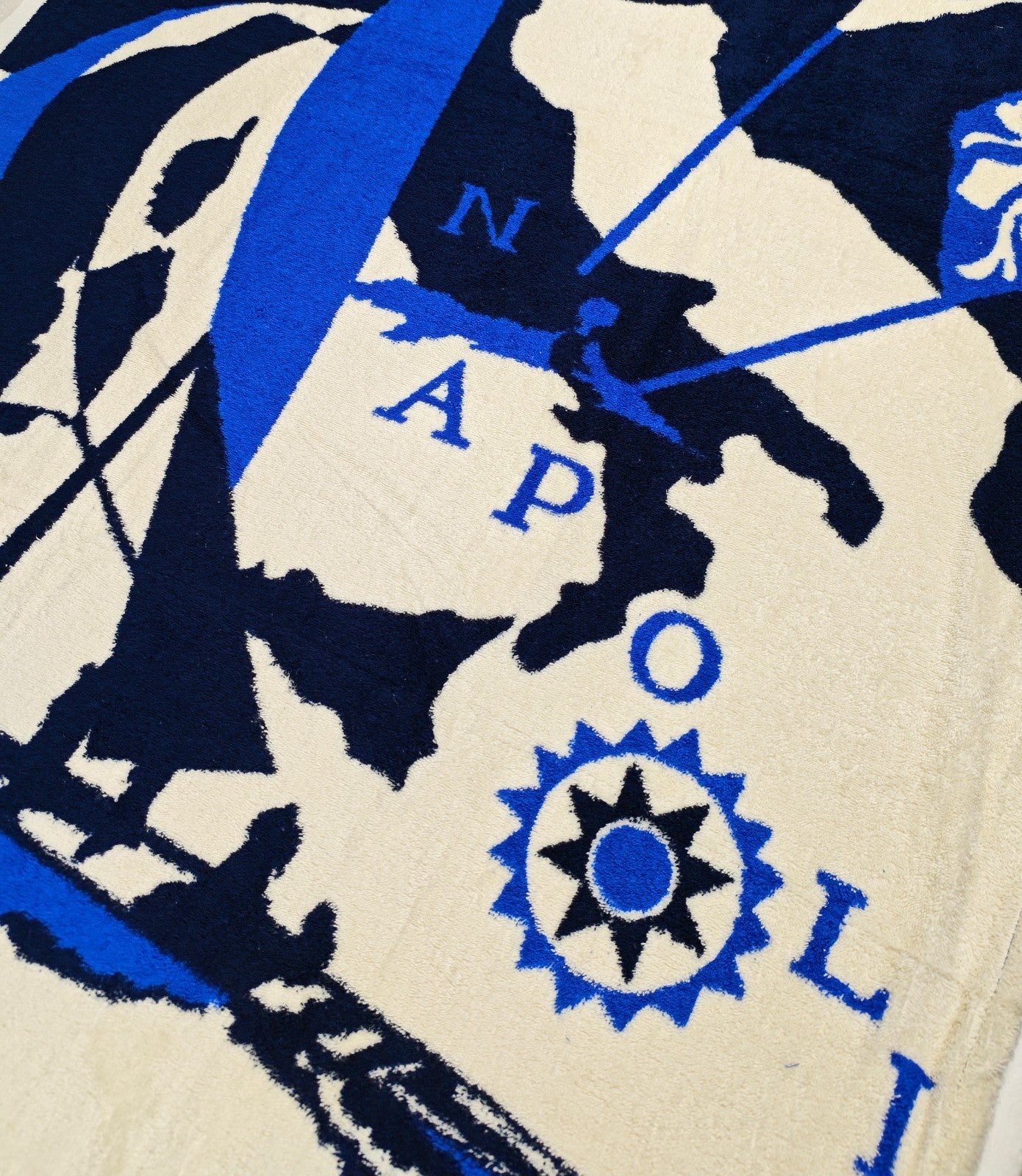 550$ RUBINACCI "Napoli" Beach Towel 100x180 cm White / Blue Italian Luxury