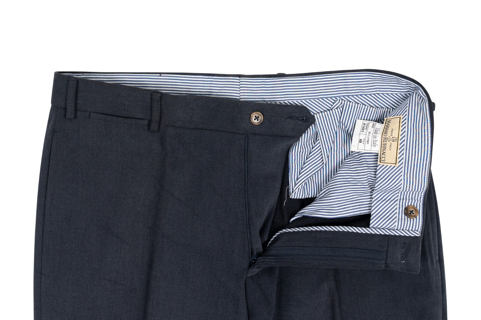 620$ RUBINACCI NAPOLI Dark Blue Dress Pant Cotton Twill 32 US / 48 EU