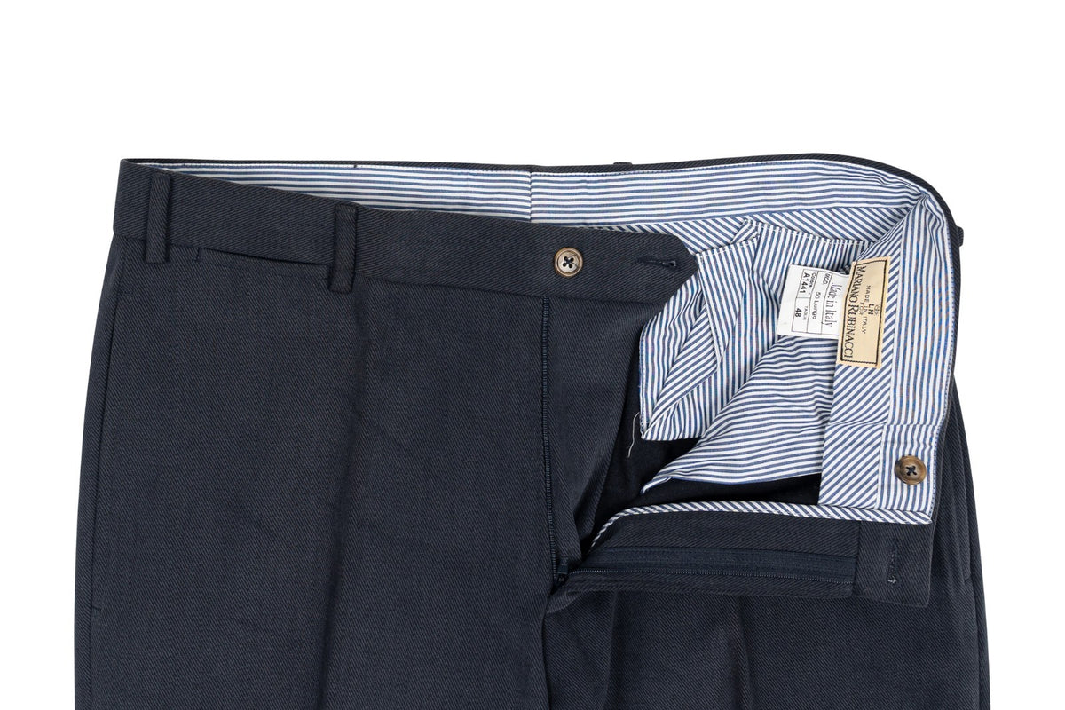 620$ RUBINACCI NAPOLI Dark Blue Dress Pant Cotton Twill 32 US / 48 EU