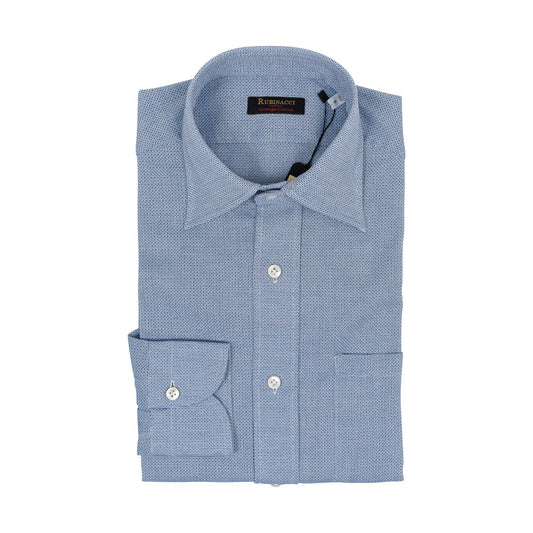 650$ RUBINACCI NAPOLI "Vintage Archive" Blue Hand-Sewn Shirt Cotton Size S  5R