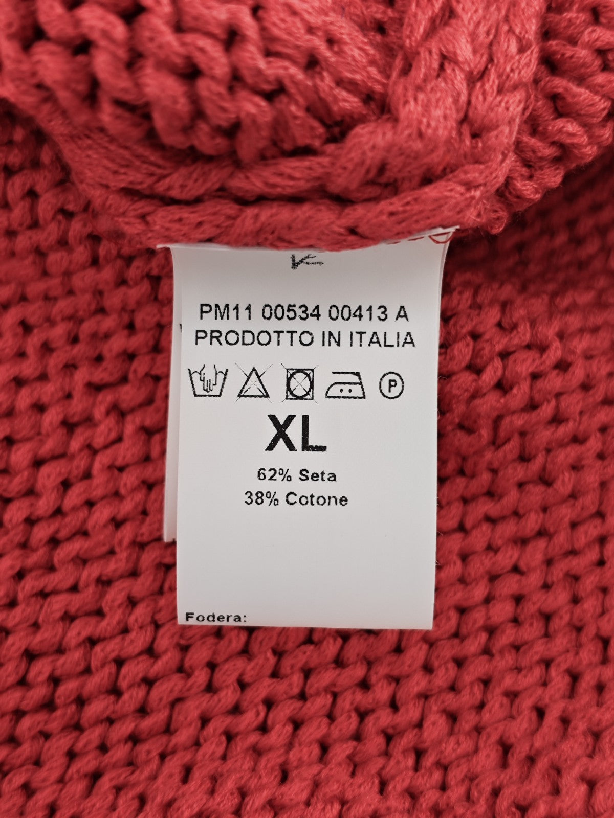 1750$ ISAIA NAPOLI Coral Red Sweater Woven Knit Soft Cotton Silk XL