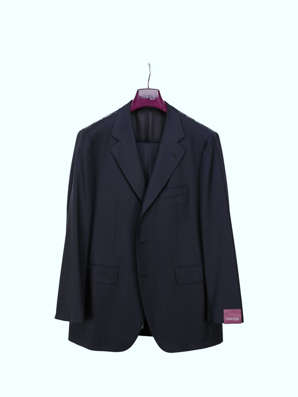$2500 SARTORIA PARTENOPEA NAPOLI Textured Blue Suit Wool 110's 44 US / 54 EU