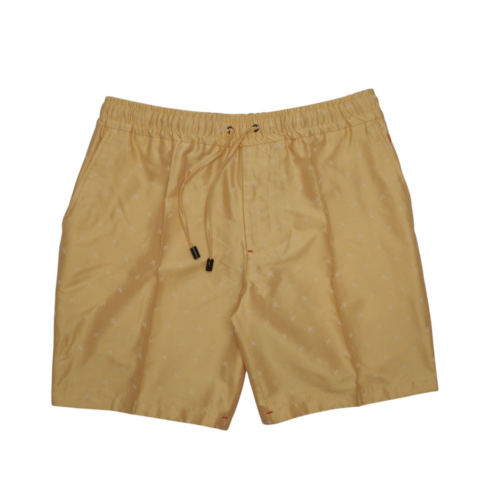 950$ ISAIA "Logo" Gold Drawstring Short Pant Cotton Relaxed Fit 36 US / 52 EU