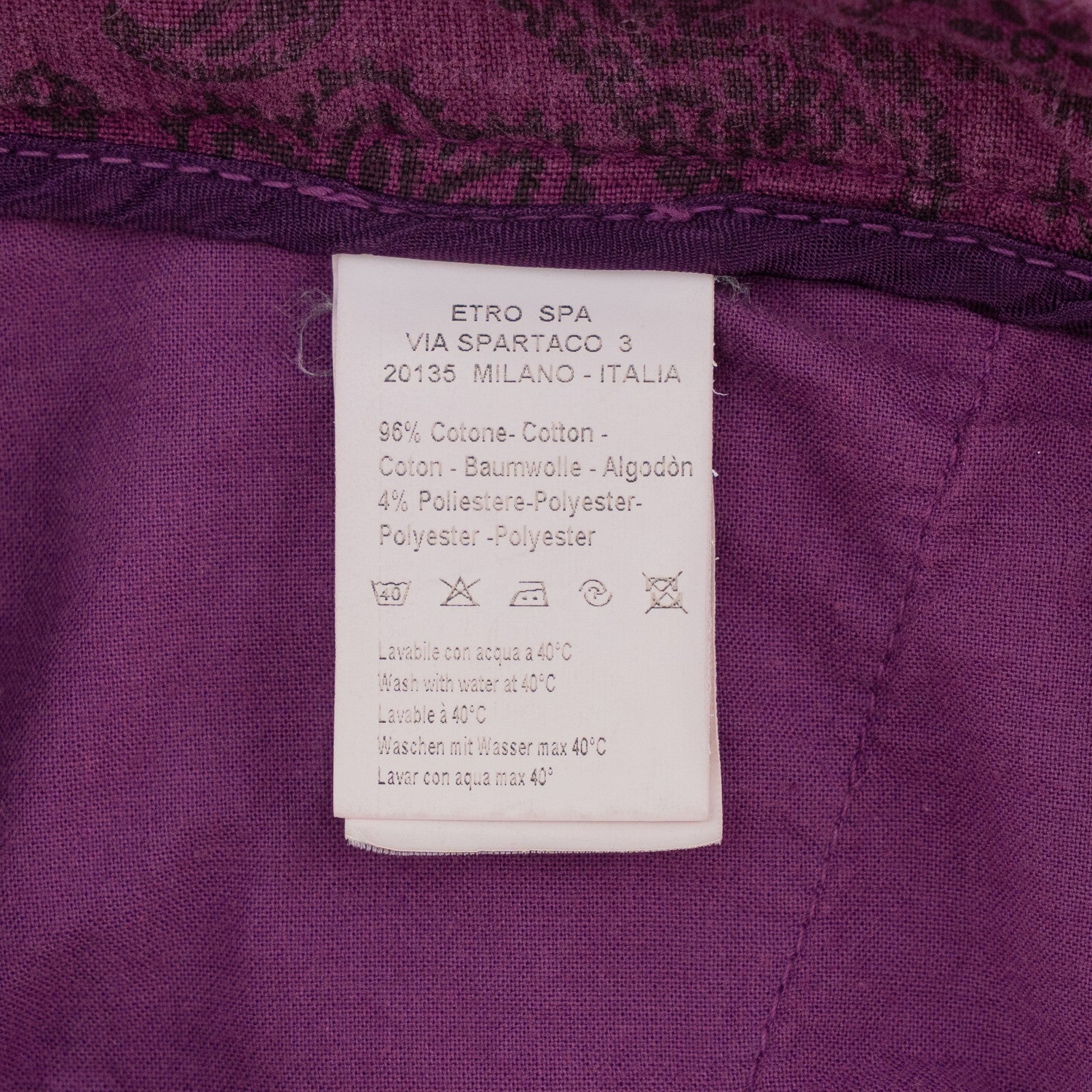 750$ ETRO MILANO Purple Pinstripe  Fine Cotton Pant Straight Leg 34 US / 50 EU