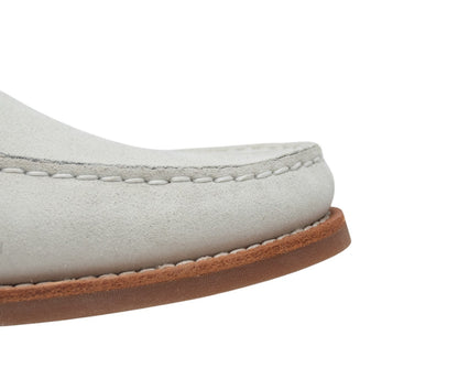 900$ TESTONI Boat Loafer Shoes Casual Suede Calf White 8 UK / 9 US / 42 IT
