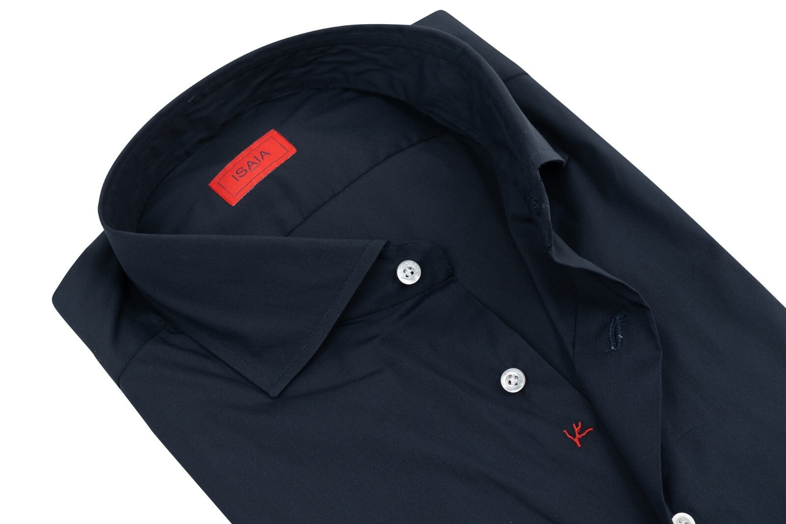 650$ ISAIA "Comfort Project" Blue Navy Hand-Sewn Dress Shirt Stretch Cotton