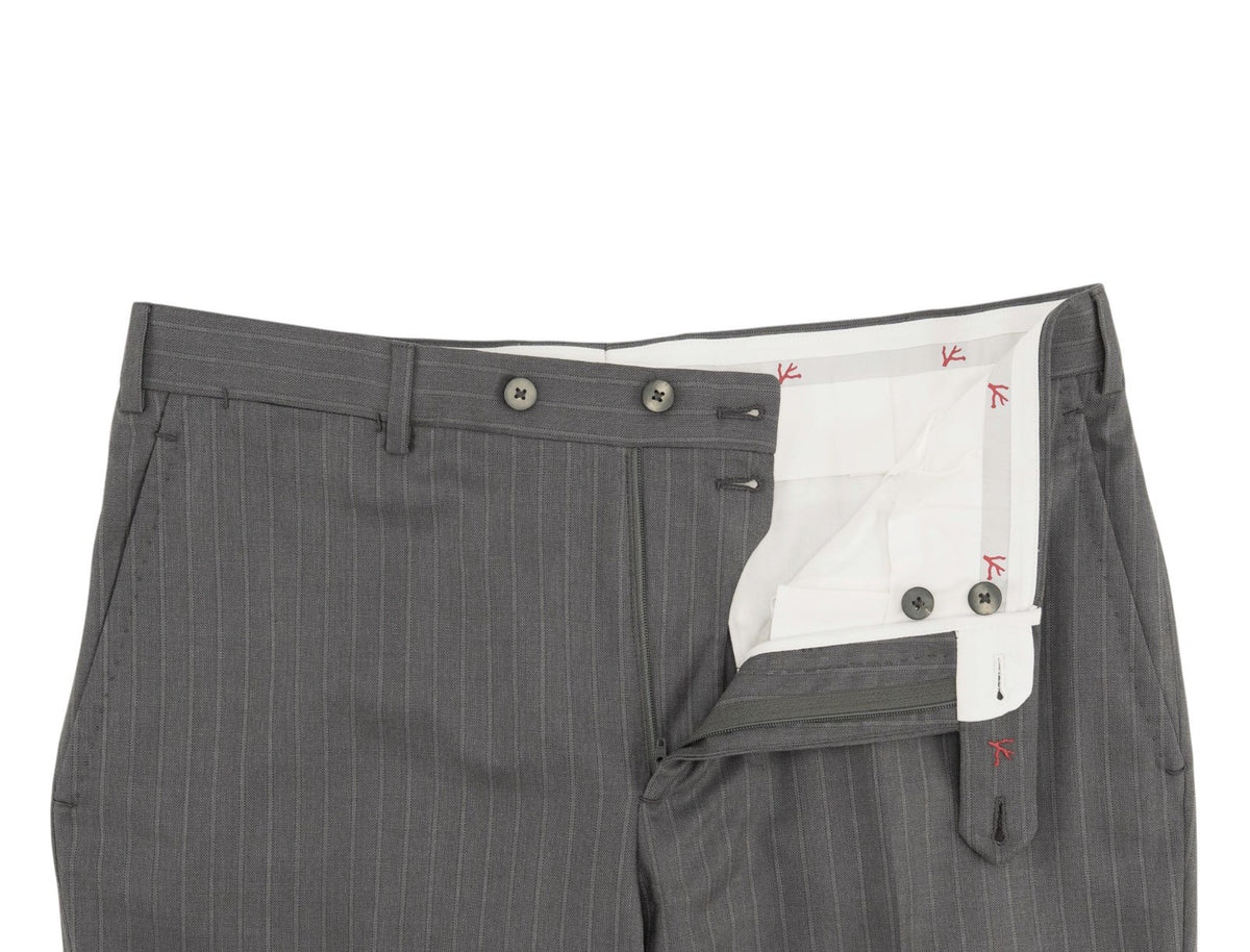 $6850 ISAIA NAPOLI "Gregorio" Gray Suit Hand-Sewn Fine Wool 4 Season Striped