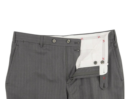 $6850 ISAIA NAPOLI "Gregorio" Gray Suit Hand-Sewn Fine Wool 4 Season Striped
