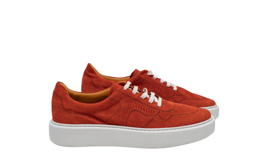 850$ TESTONI "Sassari" Sneaker Unlined Suede Flame 8 UK  / 9 US / 42 IT