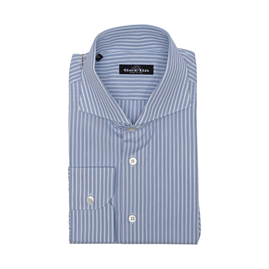 690$ ITALIAN LUXURY GERLIN Shirt Striped Blue Cotton 16 - 41 3S BIJAN