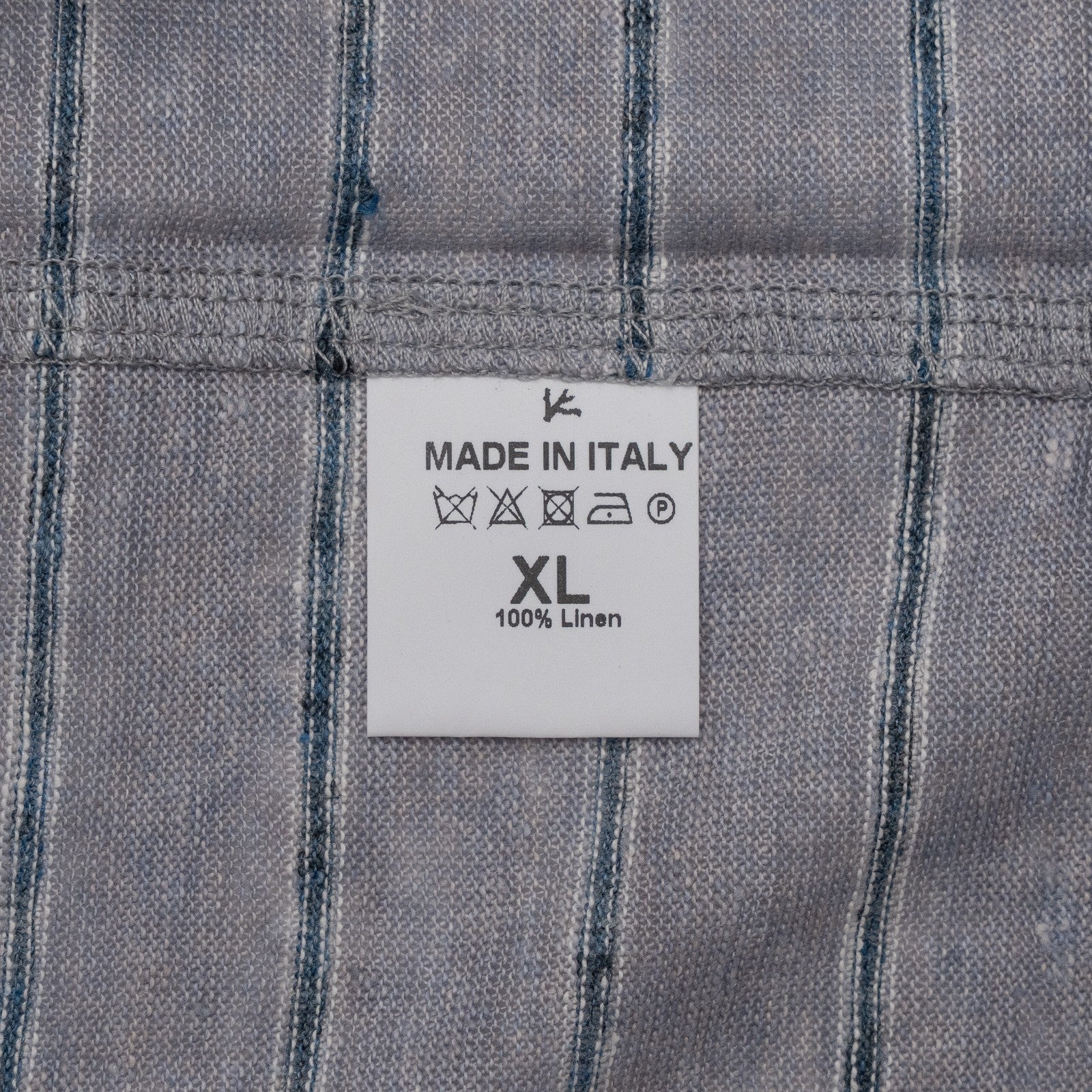 850$ ISAIA NAPOLI Camp Collar Polo Short Sleeve 100% Linen Blue / Gray Size XL