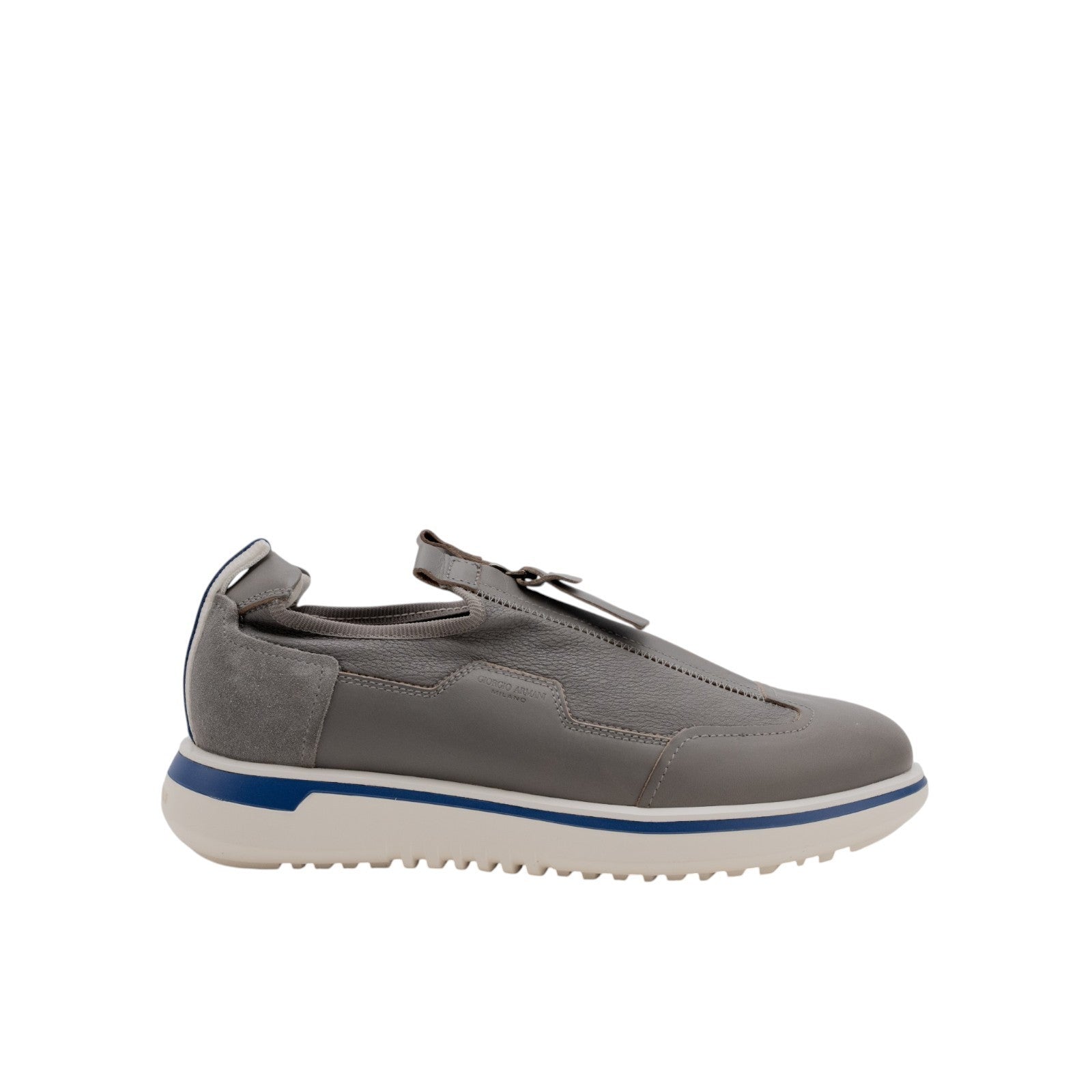 1450$ GIORGIO ARMANI Shoes Sneakers Gray Zip-Up Low-Top Leather 7 UK 8 US 41 IT