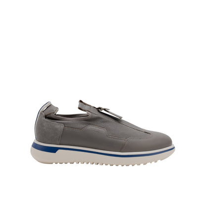 1450$ GIORGIO ARMANI Shoes Sneakers Gray Zip-Up Low-Top Leather 7 UK 8 US 41 IT