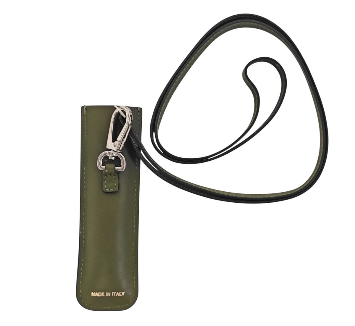 150$ PINEIDER FIRENZE 1774 Leather Single Pen Necklace Holder Lanyard Green