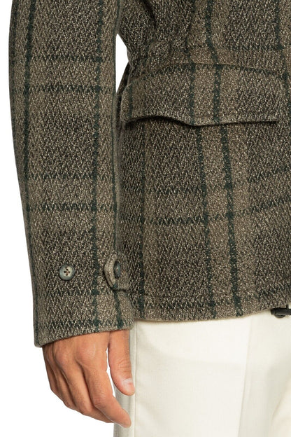 $1700 BOGLIOLI Checks Green Off Field Jacket Coat Wool Silk Linen 40 US / 50 EU