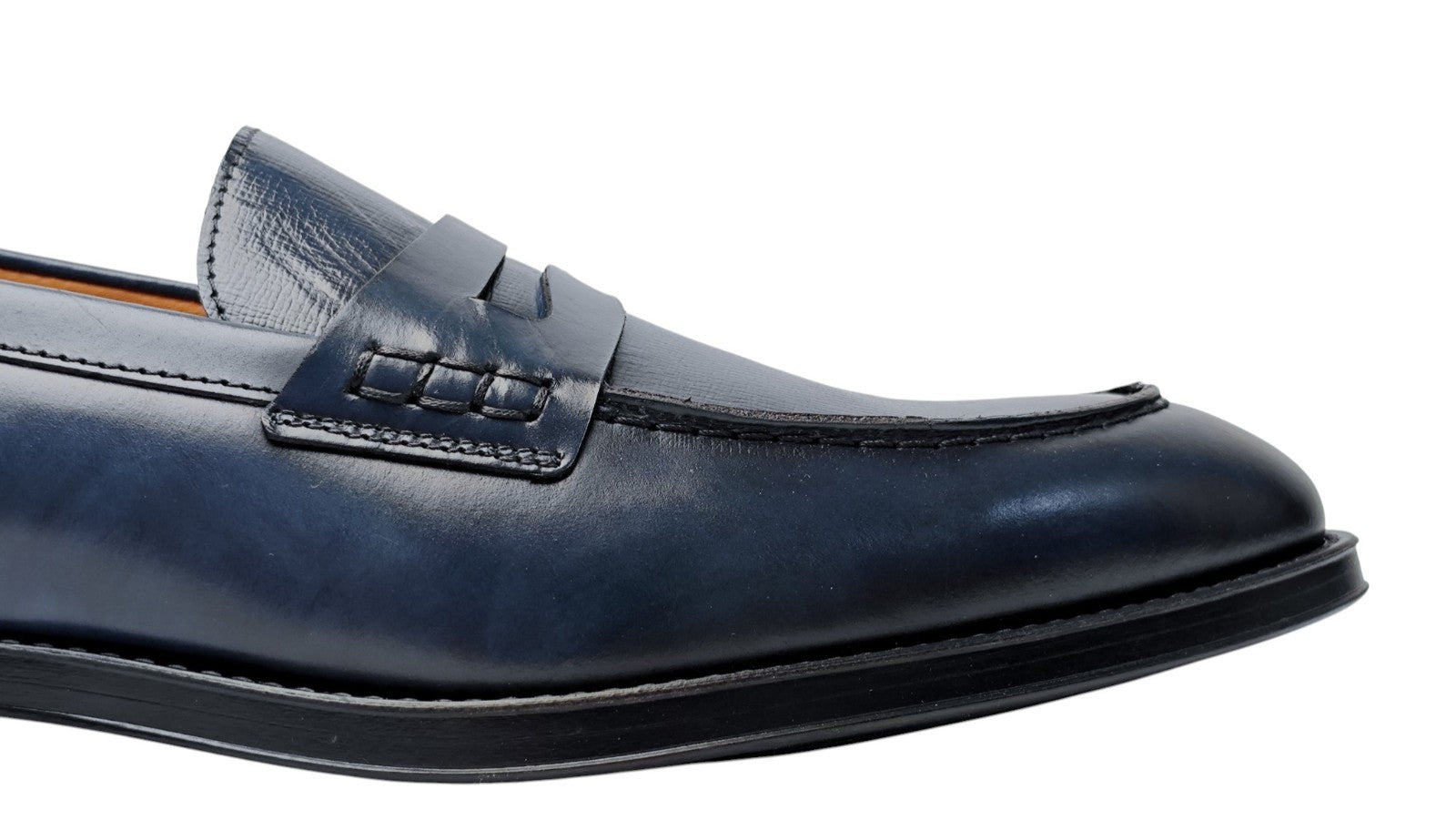 1250$ TESTONI "Salerno" Loafer Shoes Burnished Calf Blue 8 UK / 9 US / 42 IT