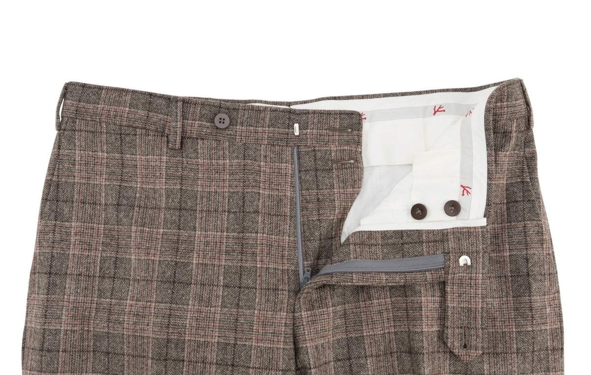 $6850 ISAIA NAPOLI "Capri" Gray - Dark Pink Suit Flannel Wool 40 US / 50 EU 7R