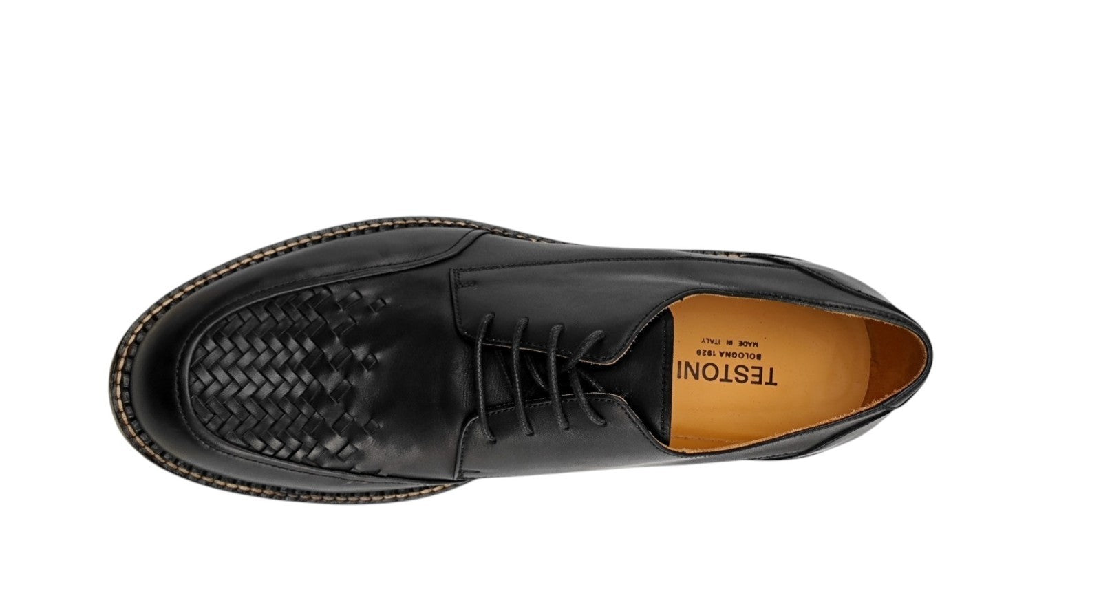 1250$ TESTONI "Camogli" Derby Shoes Antique Calf Black 8 UK / 9 US / 42 IT