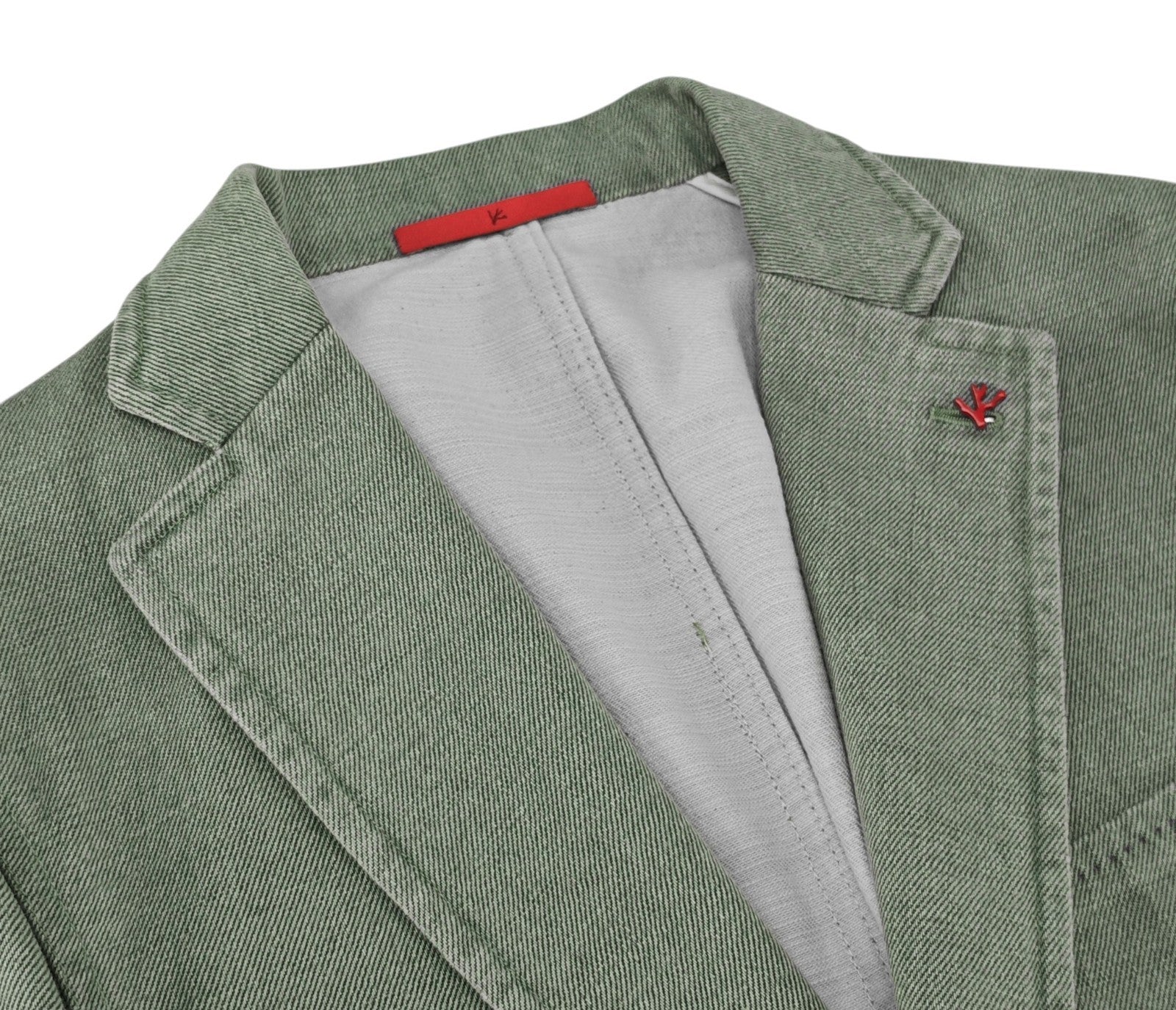 $4250 ISAIA "Gregorio" Washed Green Sport Coat Denim Cotton 38 US / 48 EU R