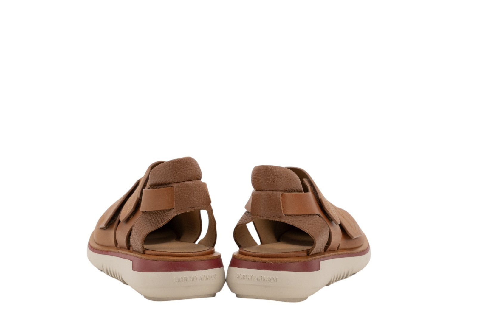 1250$ GIORGIO ARMANI Sandal Sneakers Shoes With Cut-Outs Cognac Leather