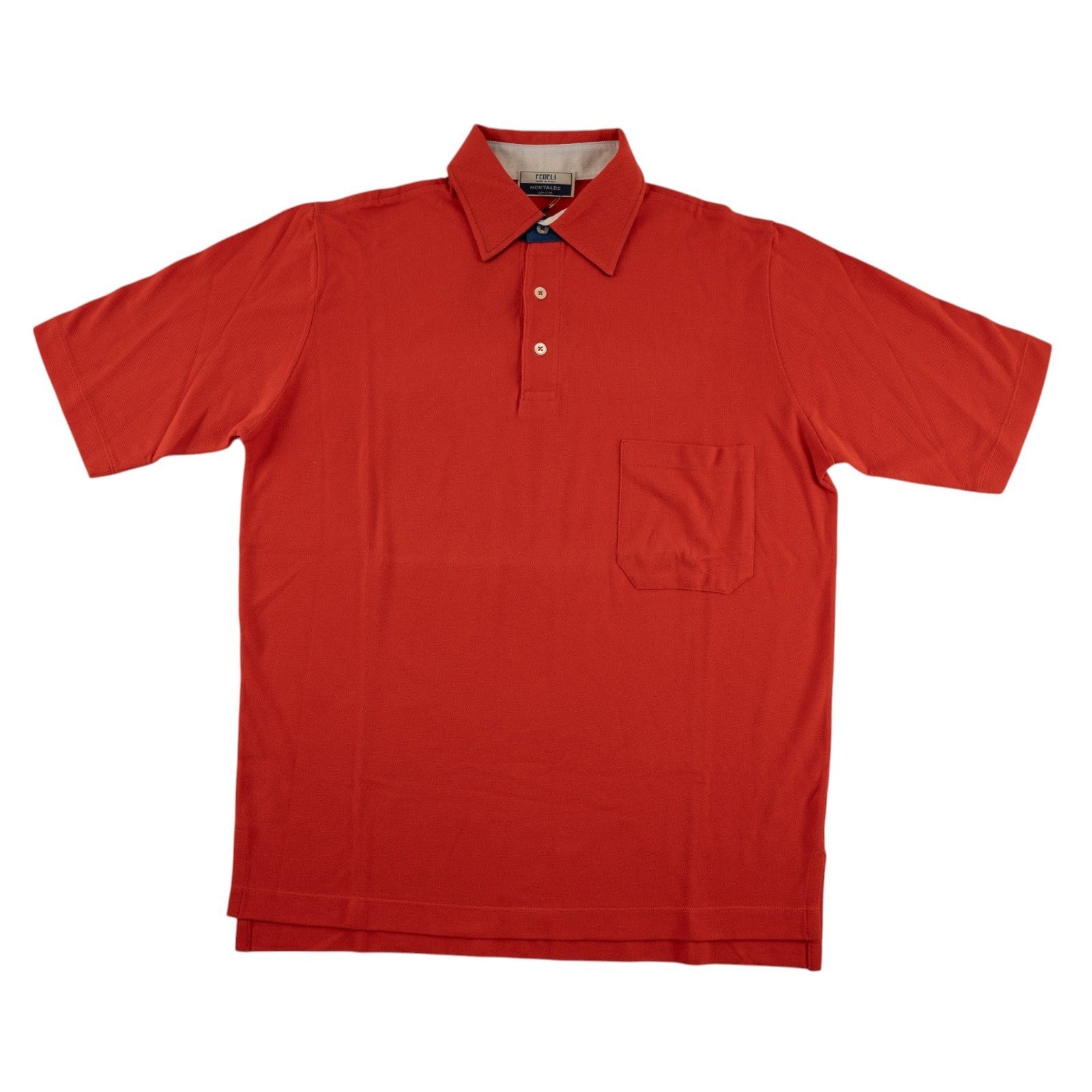 400$ FEDELI Red Polo Cotton Pique Pocket 38 US / 48 IT
