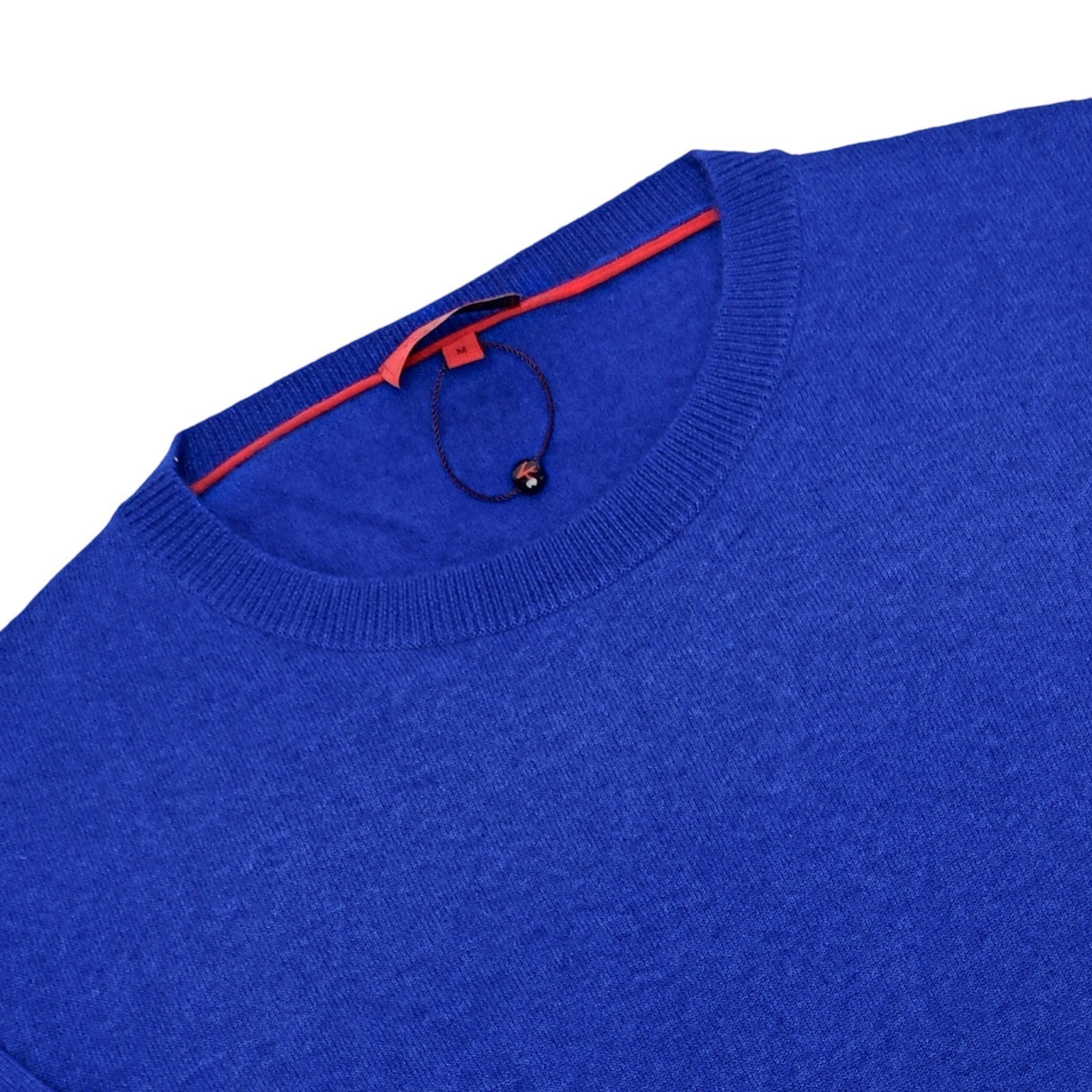 1825$ ISAIA NAPOLI Electric Blue Crewneck Sweater Knit Cashmere - Silk Size M
