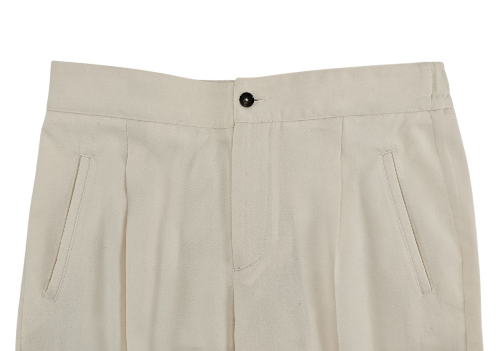 1750$ ISAIA NAPOLI Cream Tapered Elastic Band Cargo Pant Wool 32 US / 48 EU R