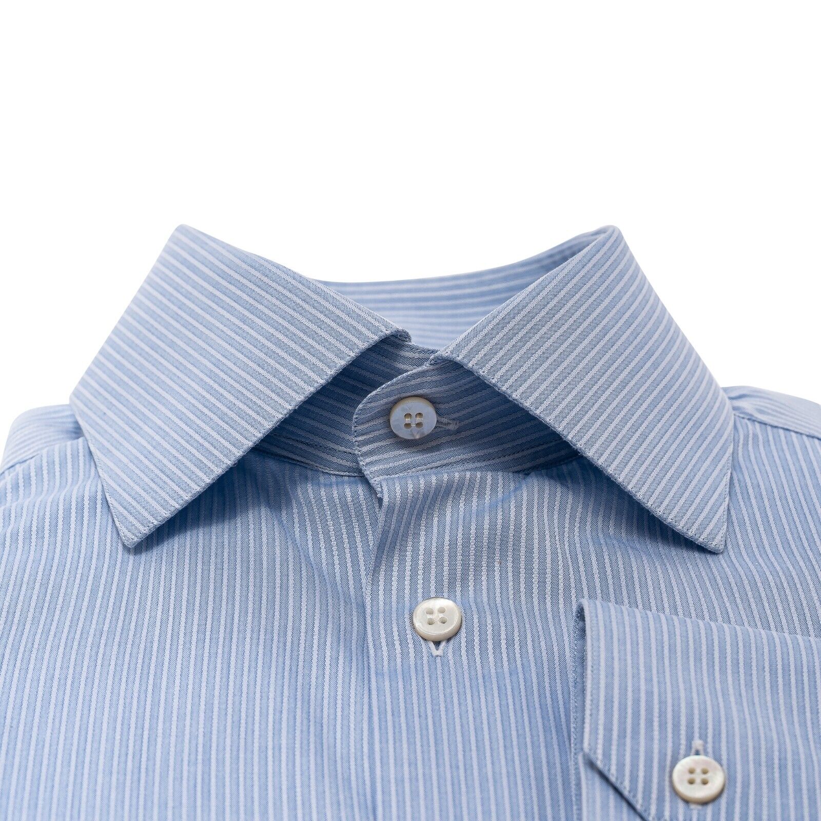 690$ LUXURY GERLIN Shirt Striped Blue ALUMO Cotton 16 - 41 7F BIJAN