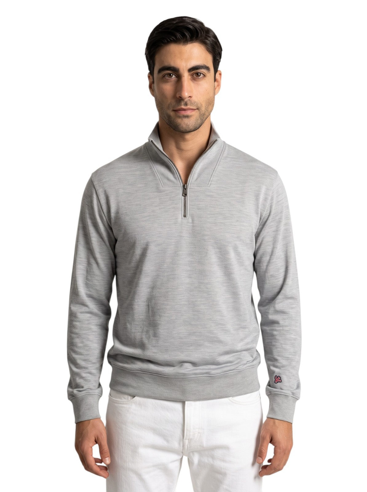 1550$ ISAIA NAPOLI Gray Turtleneck Zip Sweater Soft Cotton Silk M
