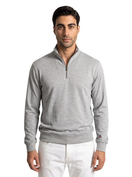 1550$ ISAIA NAPOLI Gray Turtleneck Zip Sweater Soft Cotton Silk M