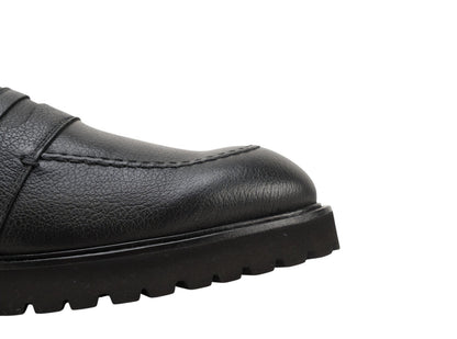 1050$ TESTONI Penny Loafer Slip-On Shoes Calf Buffalo Black 8 UK / 9 US / 42 IT