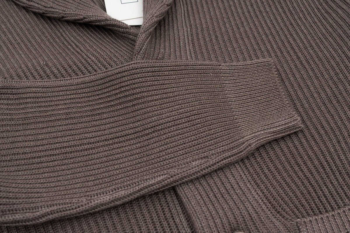 $1900 FEDELI "Terminillo" Taupe Jacket Cardigan Thick Merinos Wool Shawl Collar