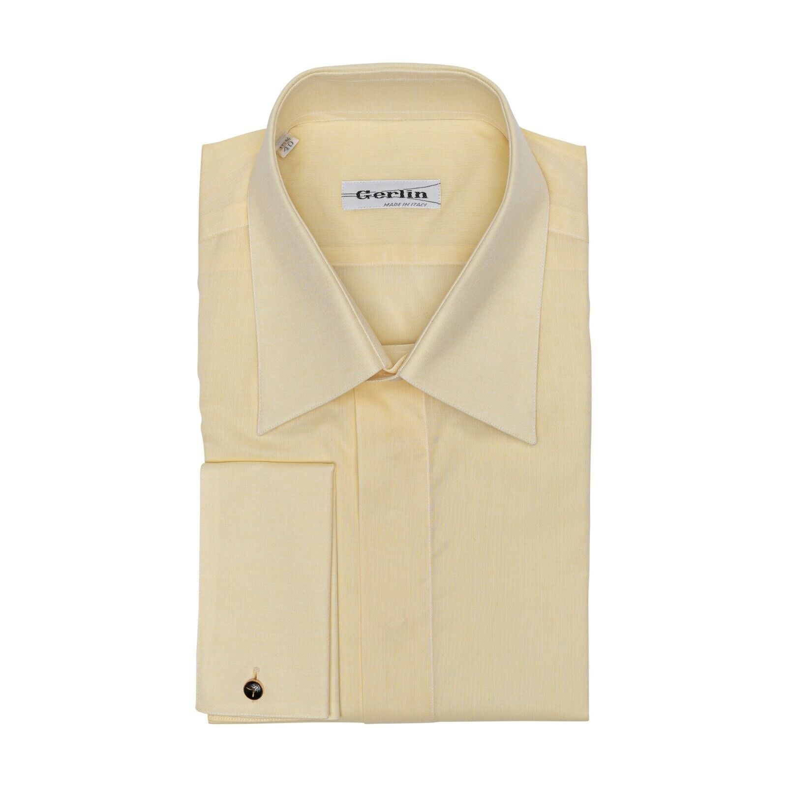 690$ ITALIAN LUXURY GERLIN Shirt Light Yellow Fine Cotton  1O ZILLI