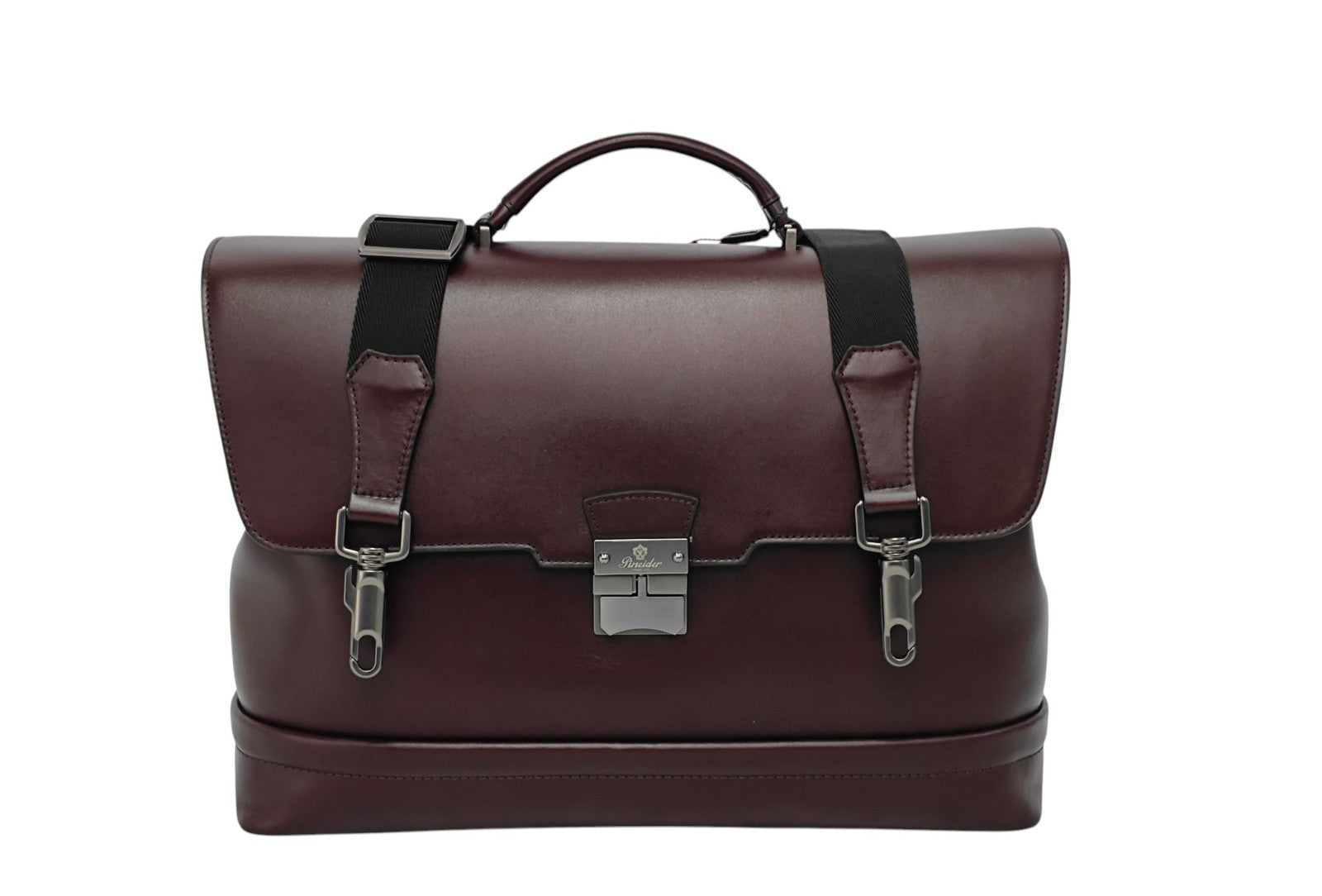 1240$ PINEIDER FIRENZE "Metro Smooth" Calf Briefcase Work Doctor Bag Burgundy